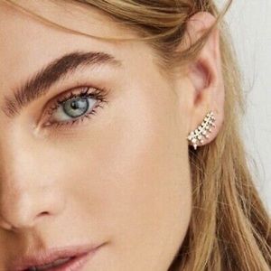 Kendra Scott Indie 14K Rose Gold In White Diamond Climber Earrings